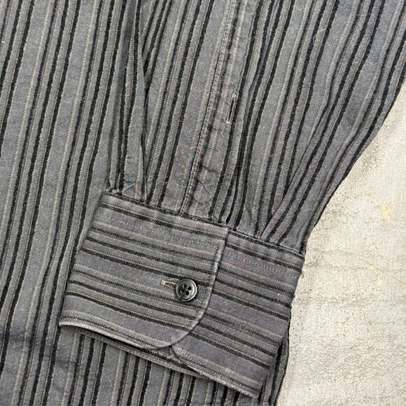 Ermenegildo Zegna Z Striped Dress Shirt Long Sleeve Button Up Grey 15 1/2 Medium - Picture 5 of 11